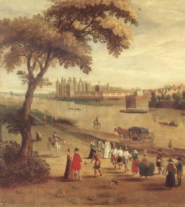 unknow artist The Thames at Richmond,with a view of Richmond Palace Germany oil painting art